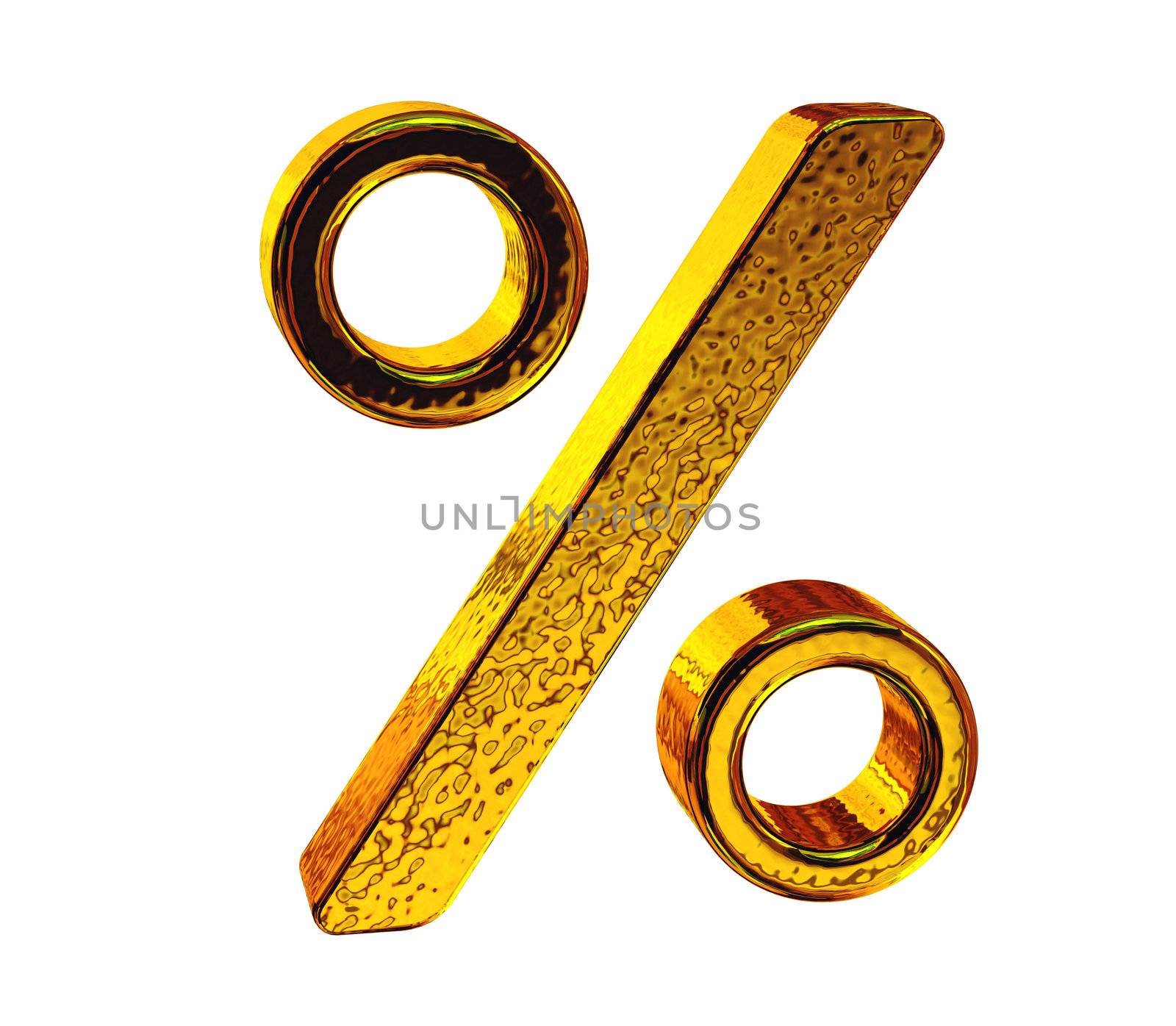 Big golden percent on a white background