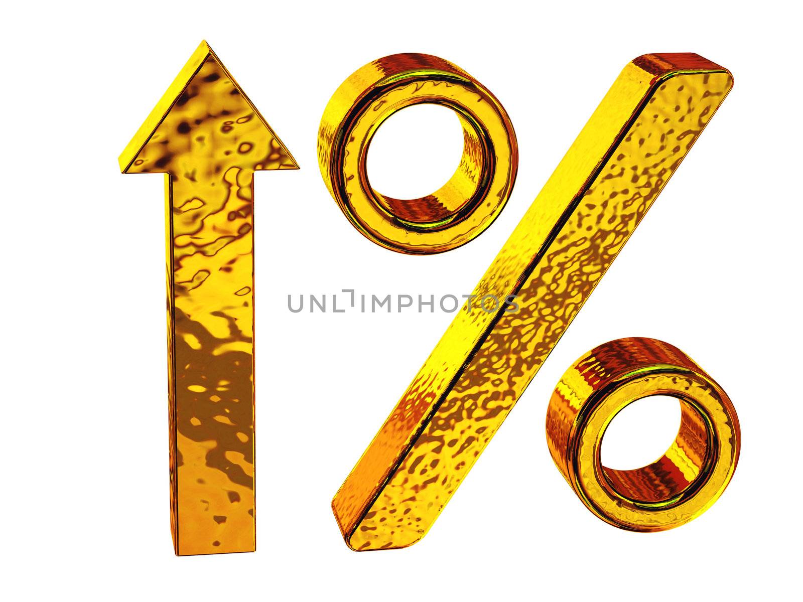 The percent sign and the arrow on a white background