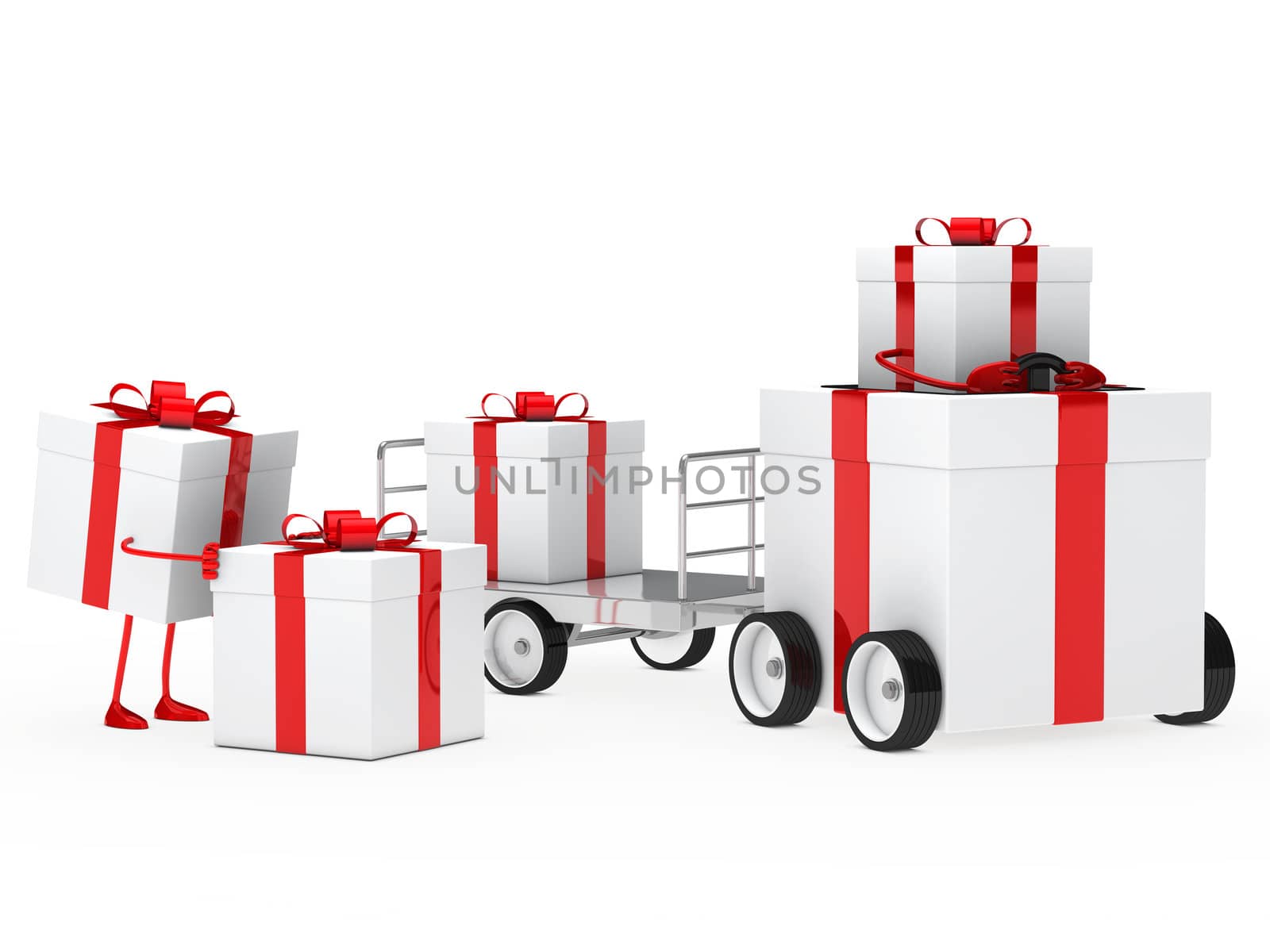 christmas gift box red white vehicle drive