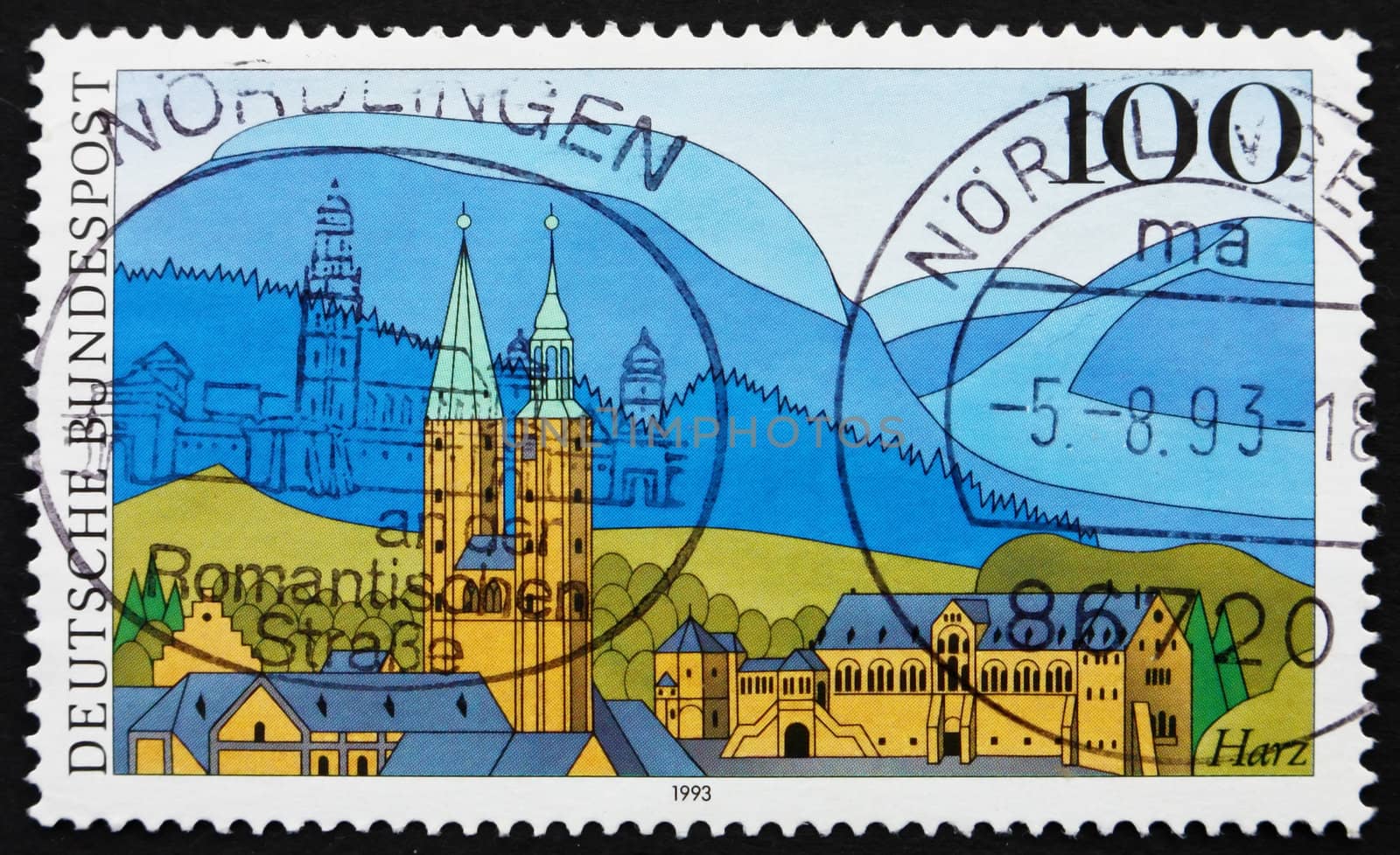 GERMANY - CIRCA 1993: a stamp printed in the Germany shows Harz Mountains, Scenic Region in Germany, circa 1993