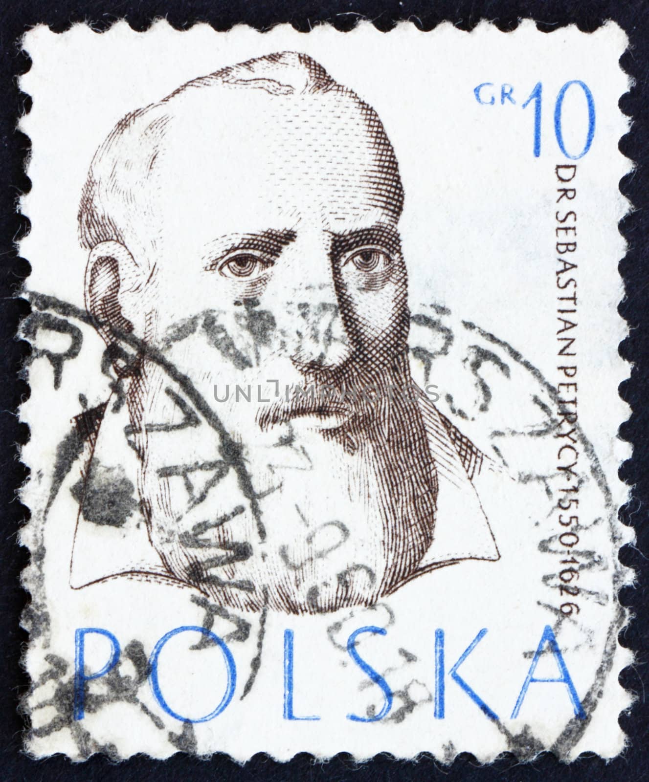 POLAND - CIRCA 1957: a stamp printed in the Poland shows Sebastian Petrycy, Philosopher and Physician, circa 1957