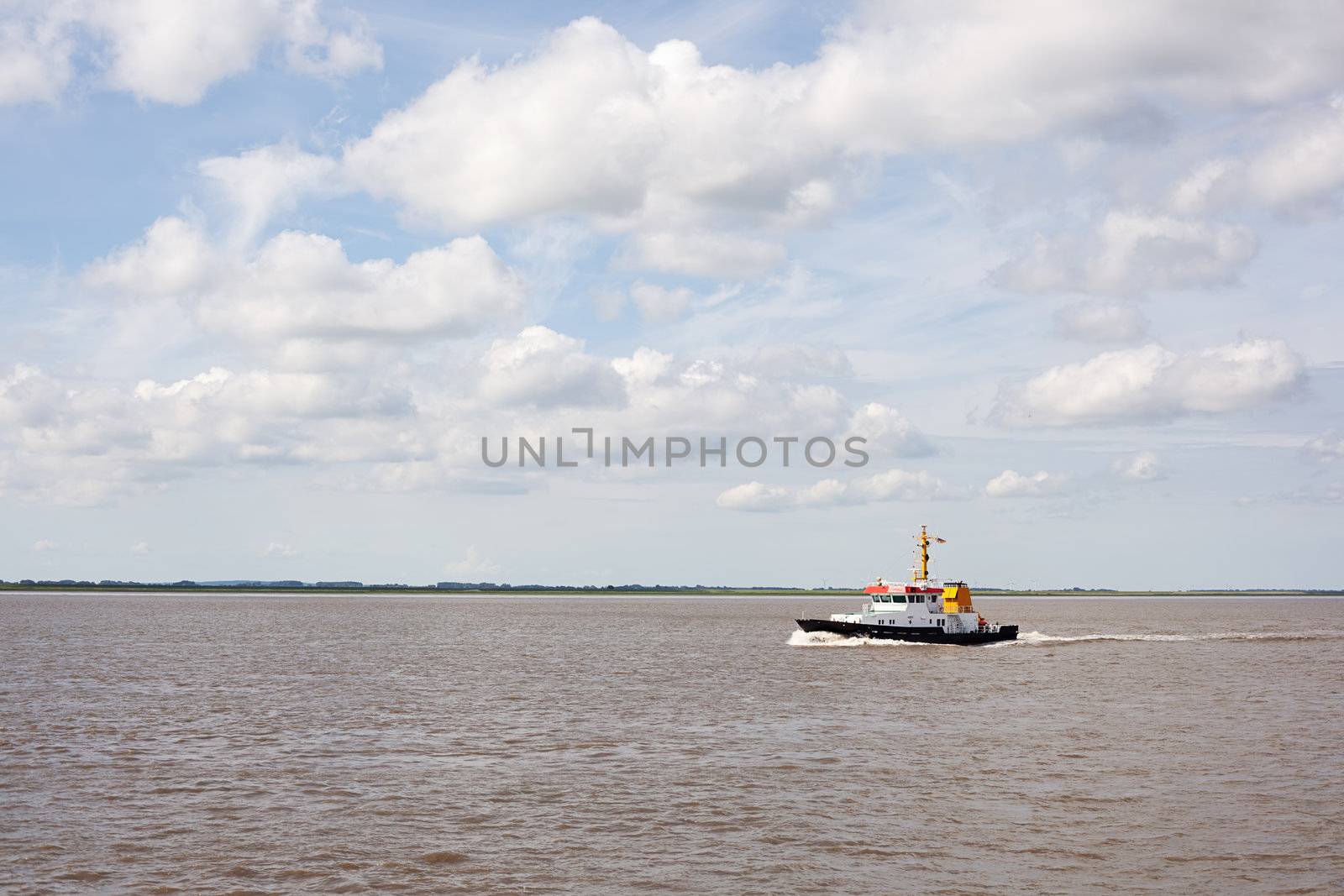 Ship on river Elbe, Germany