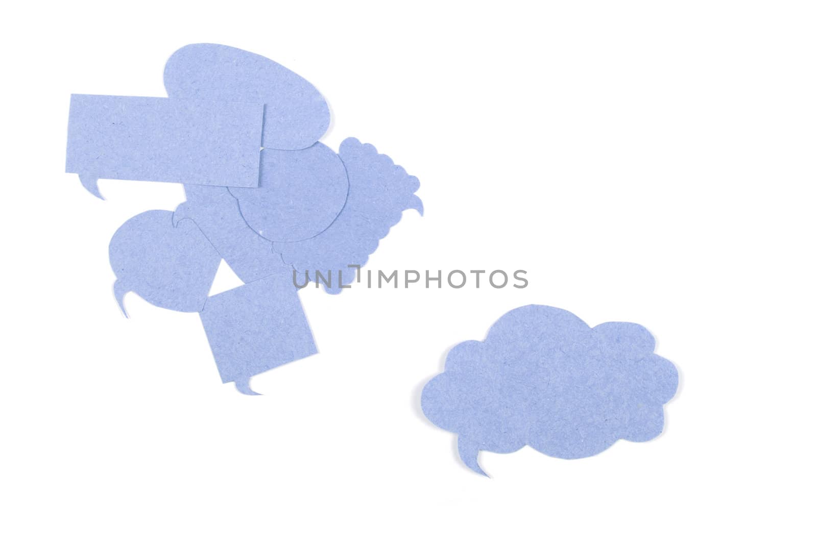 the thought of old paper isolated on white