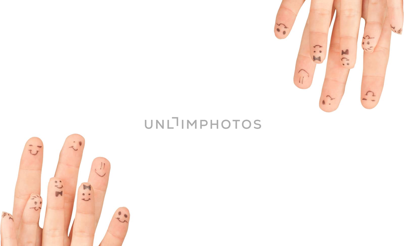 Fingers Smile, with a space for Your text, isolated on white background