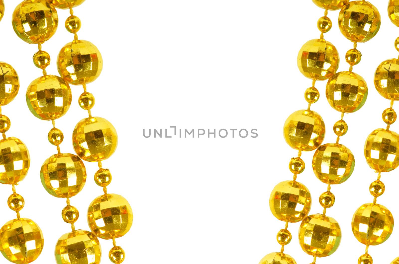 Background made of a brilliant celebratory beads of golden color