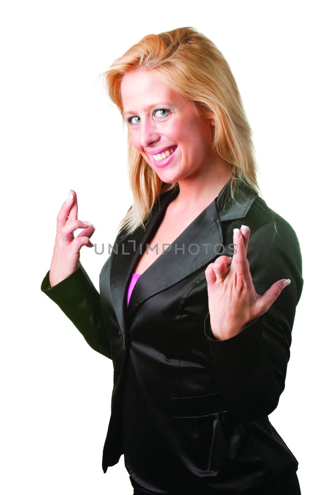 Businesswoman crossing her fingers by ruigsantos