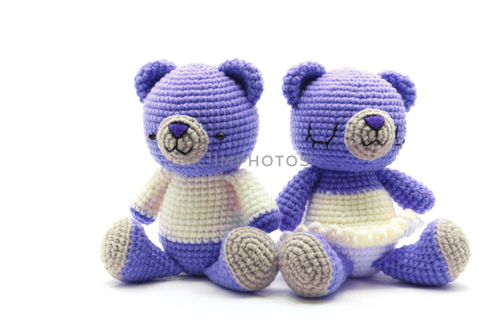 couples of bride and groom bears getting married isolated on white