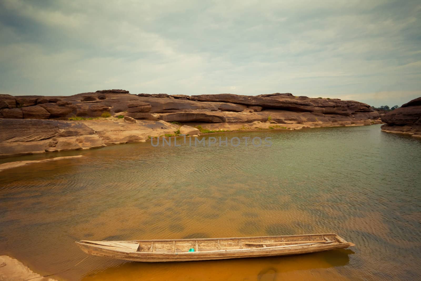Scenic view boats in Mekong river of Thailand