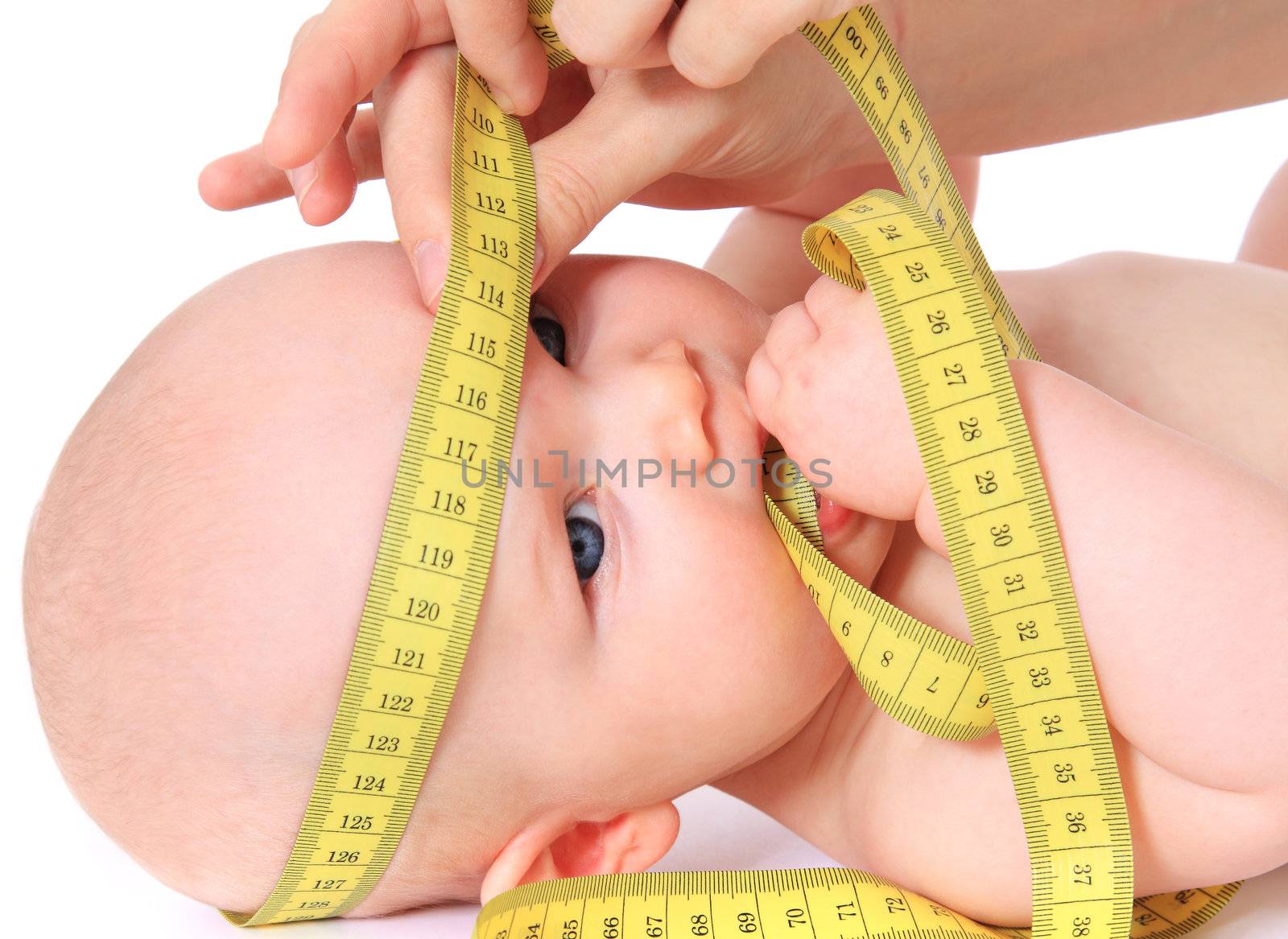 Measuring the size of babies head.