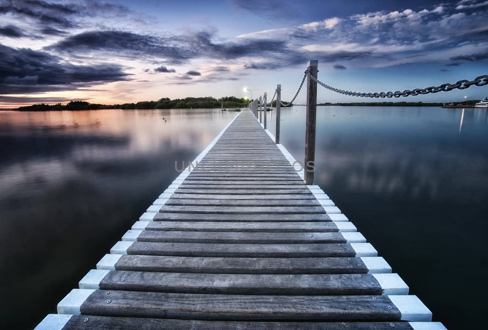 pontoon jetty across the water by clearviewstock