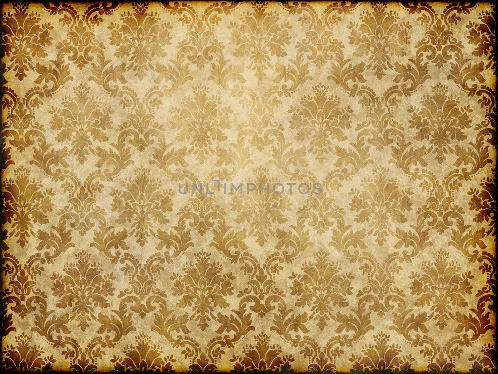 old brown and yellow damask patterned wallpaper