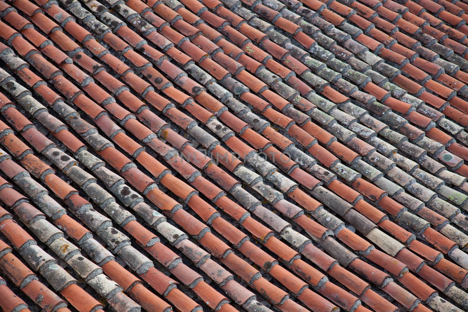 Traditional provencal roofing tiles. Background texture.