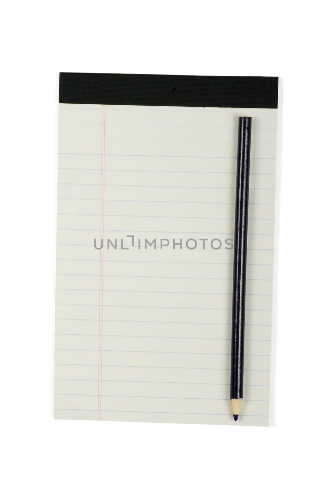 Notebook with pencil isolated on white