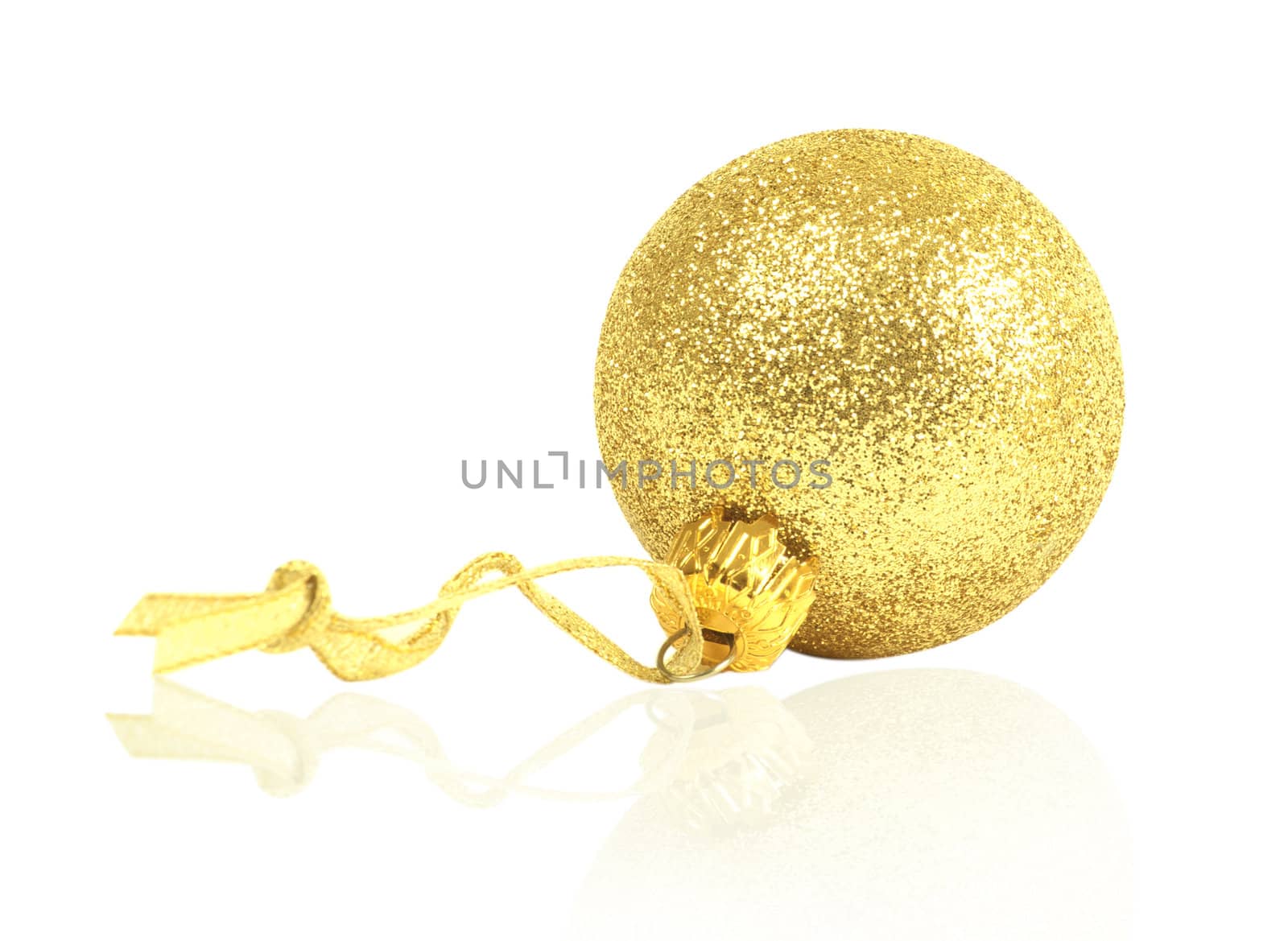 golden dull christmas ball isolated on white