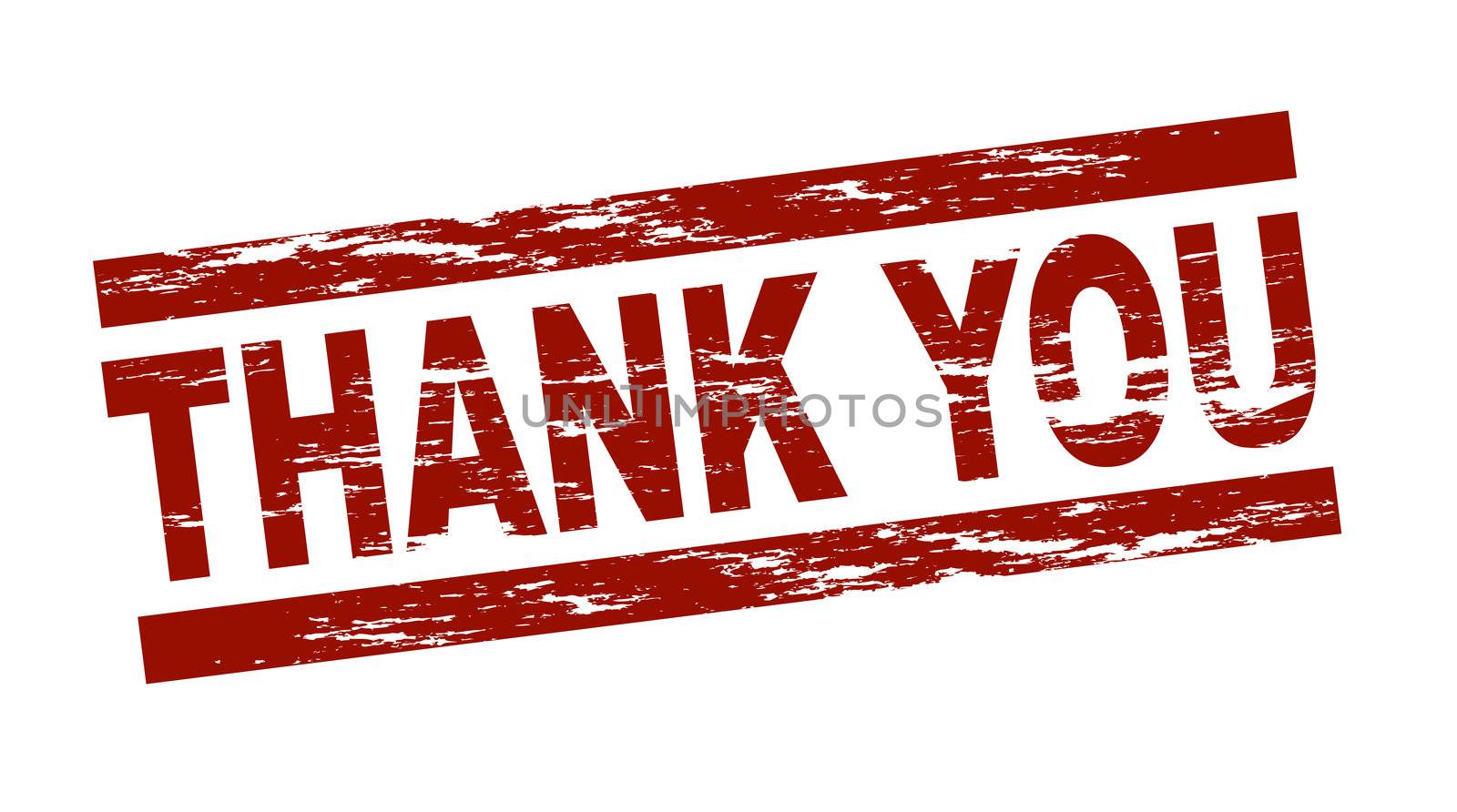 Stylized red stamp showing the term thank you. Isolated on white background.