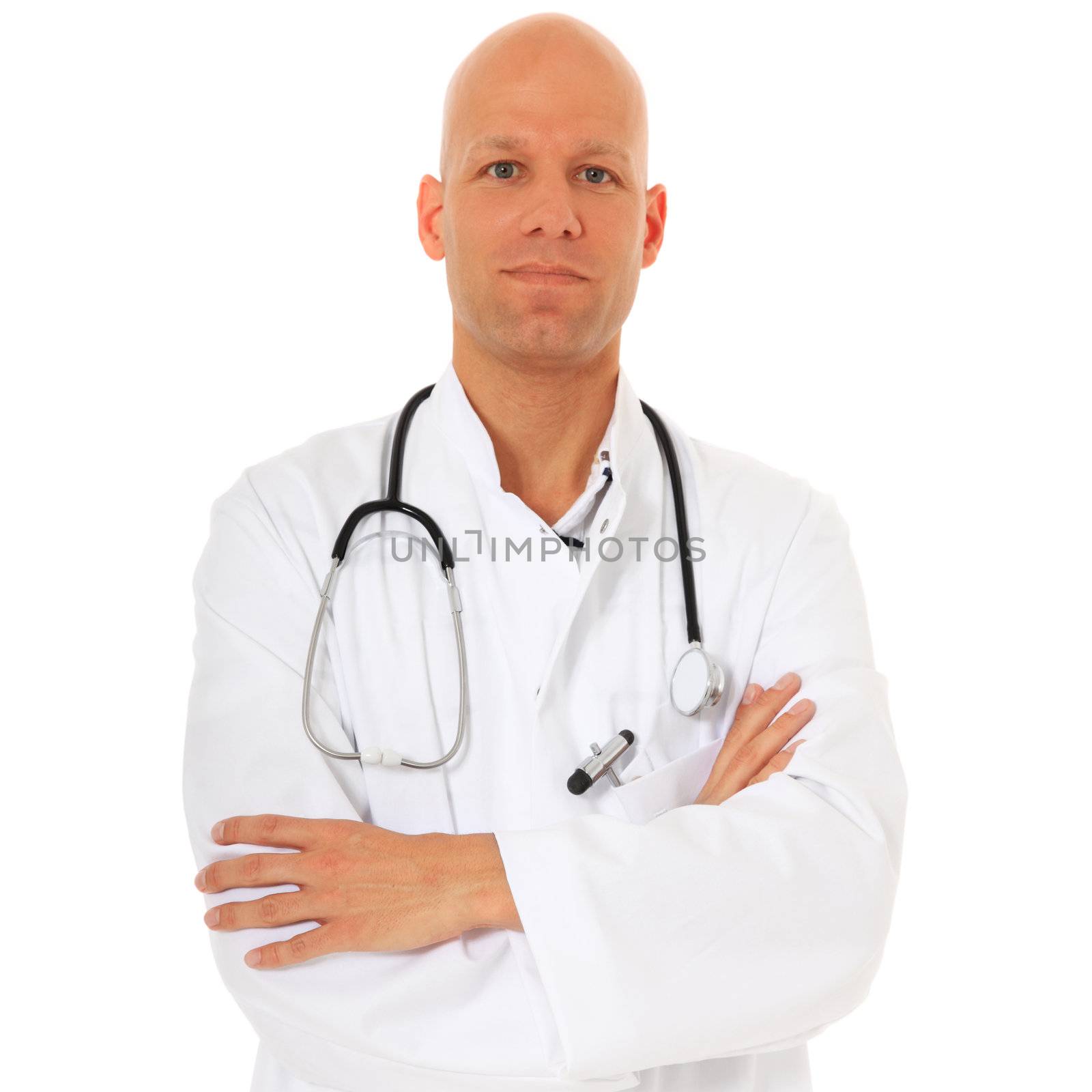 Competent doctor. All on white background.