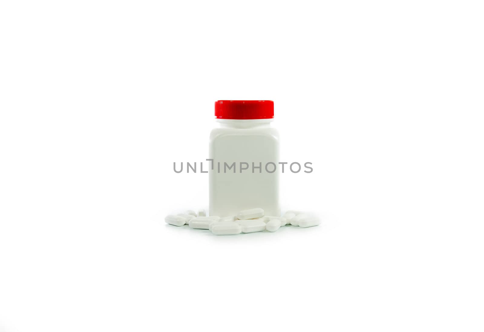 White bottle medicine isolate on white background