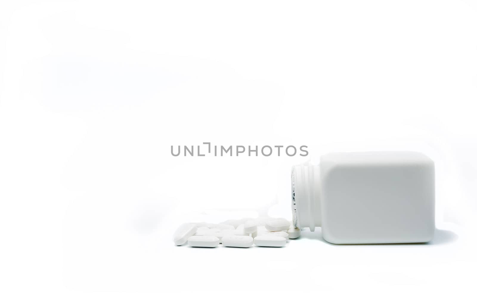 White bottle medicine isolate on white background