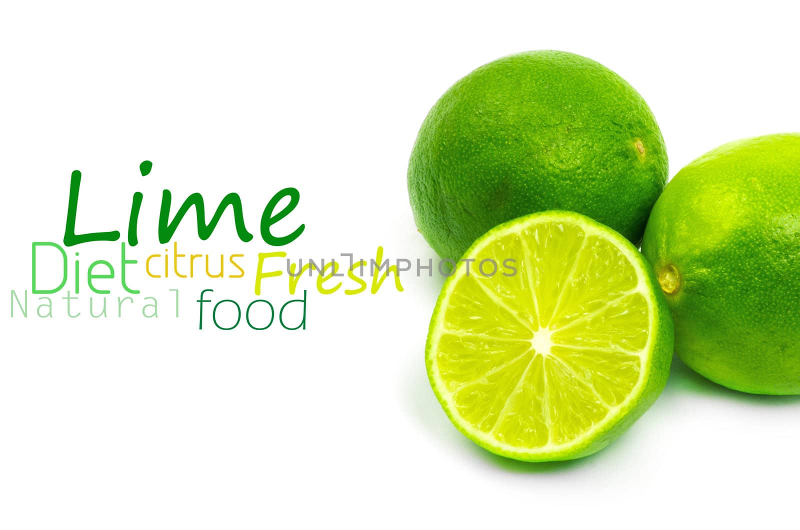 Fresh ripe lime. Isolated on white background