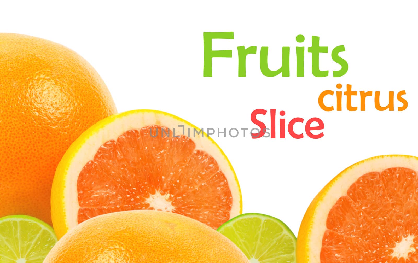 citrus fruits on white