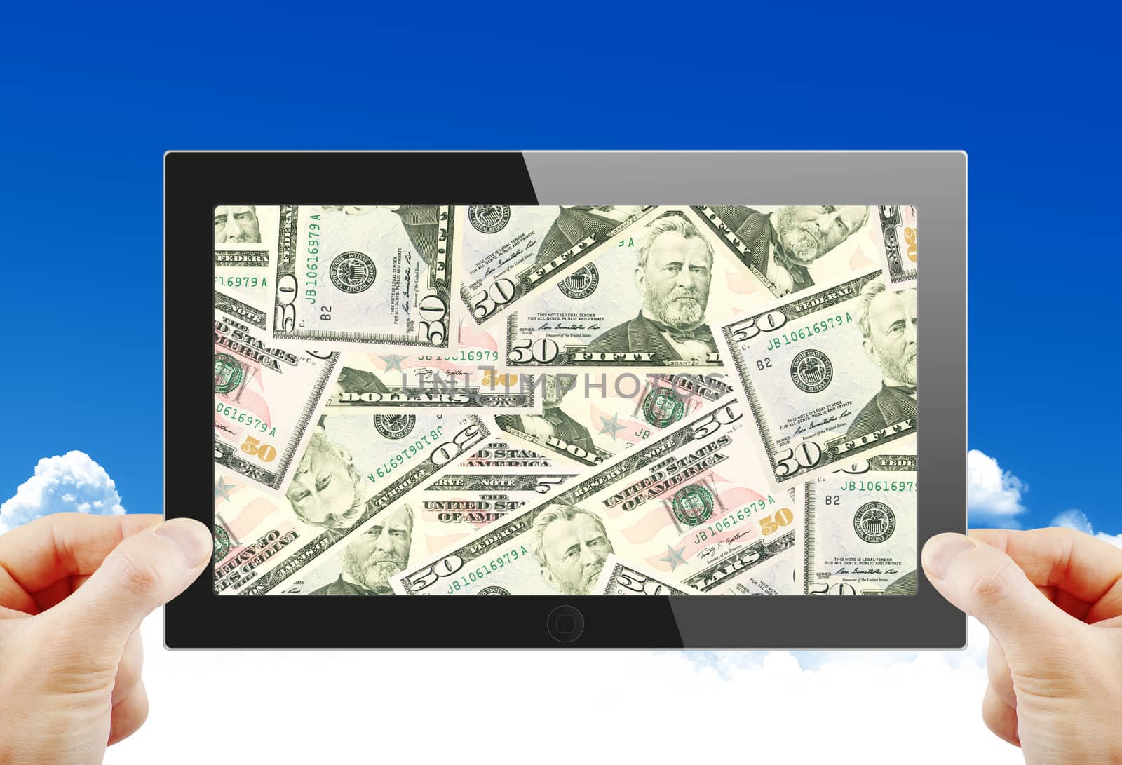 Black generic tablet pc, 3d render.