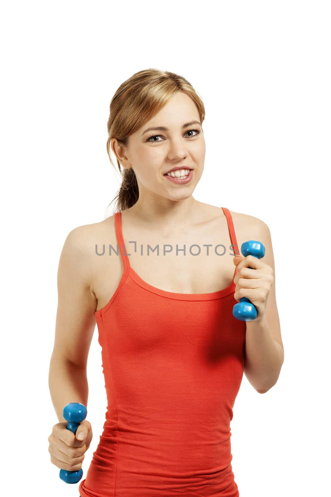 fitness woman exercise with dumbbells by RobStark