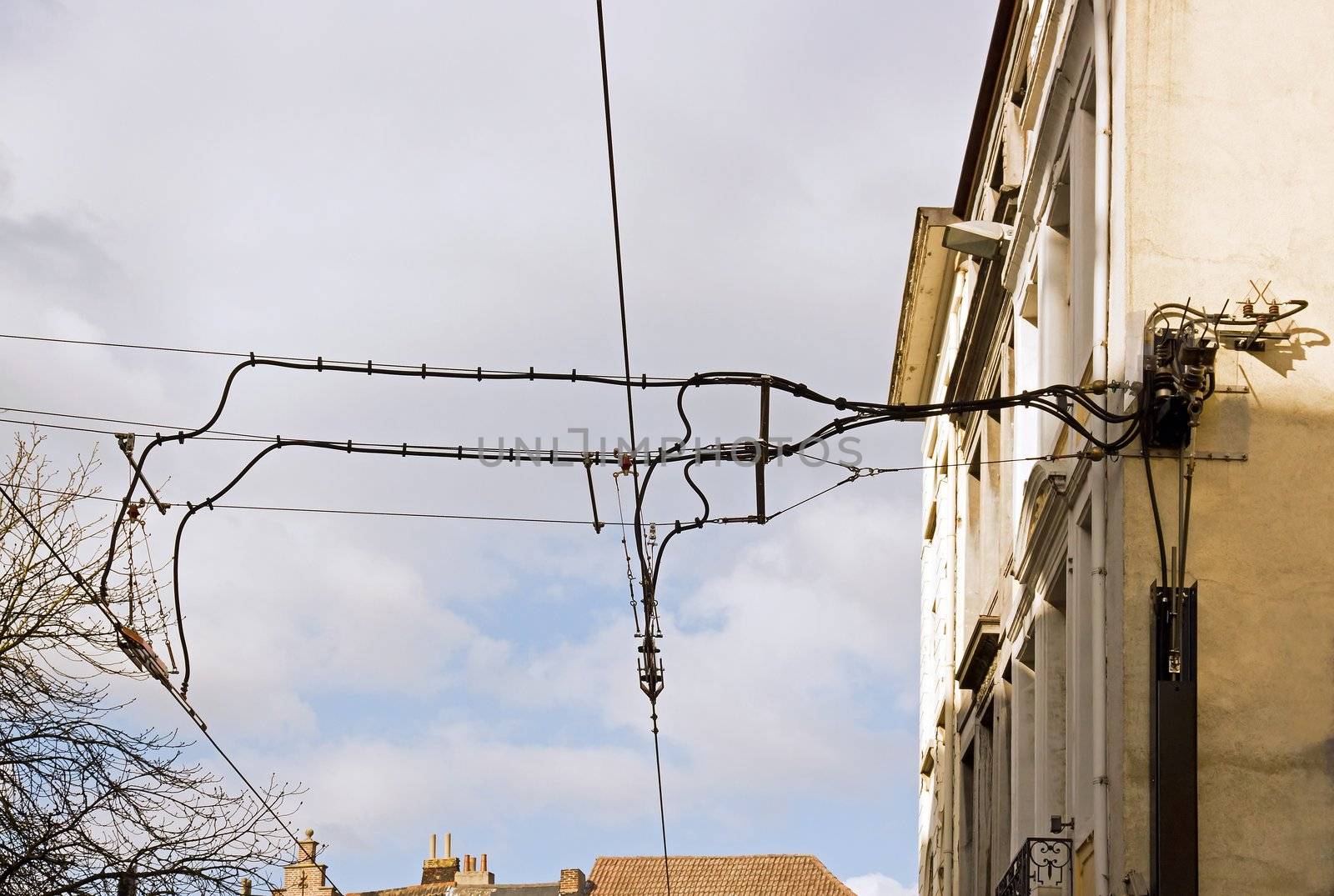 the tram power lines Ghent Belgium