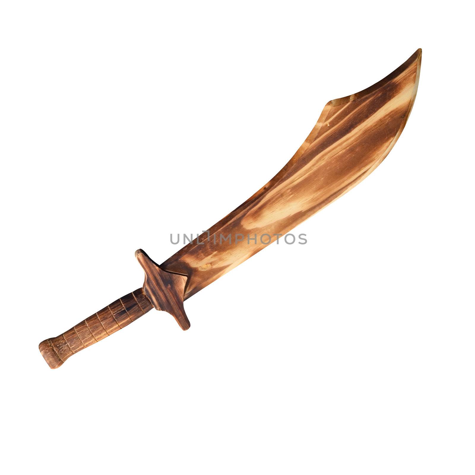 wooden sword isolated on white background