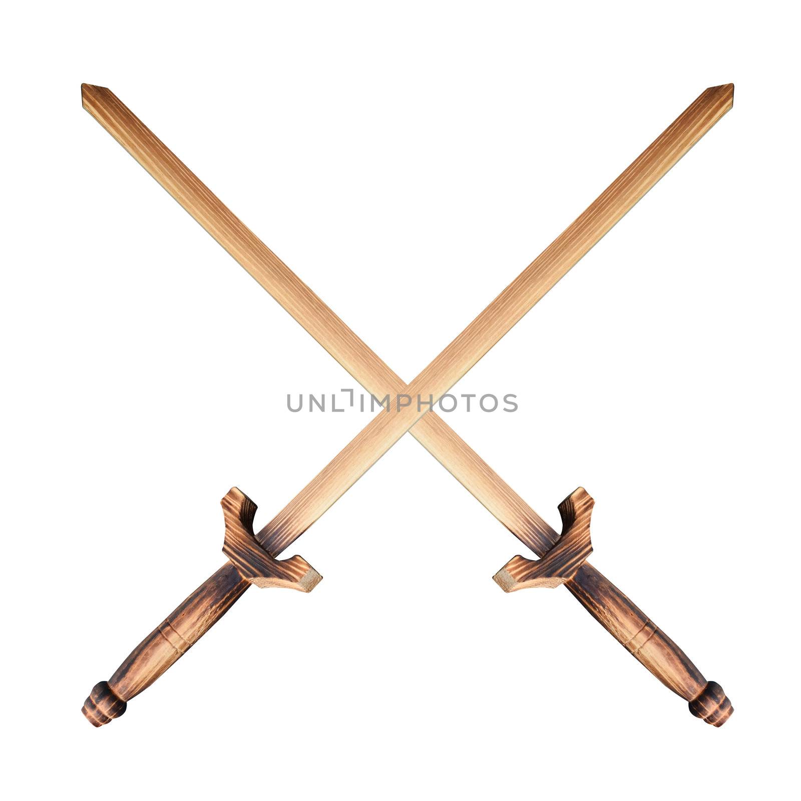 wooden sword isolated on white background