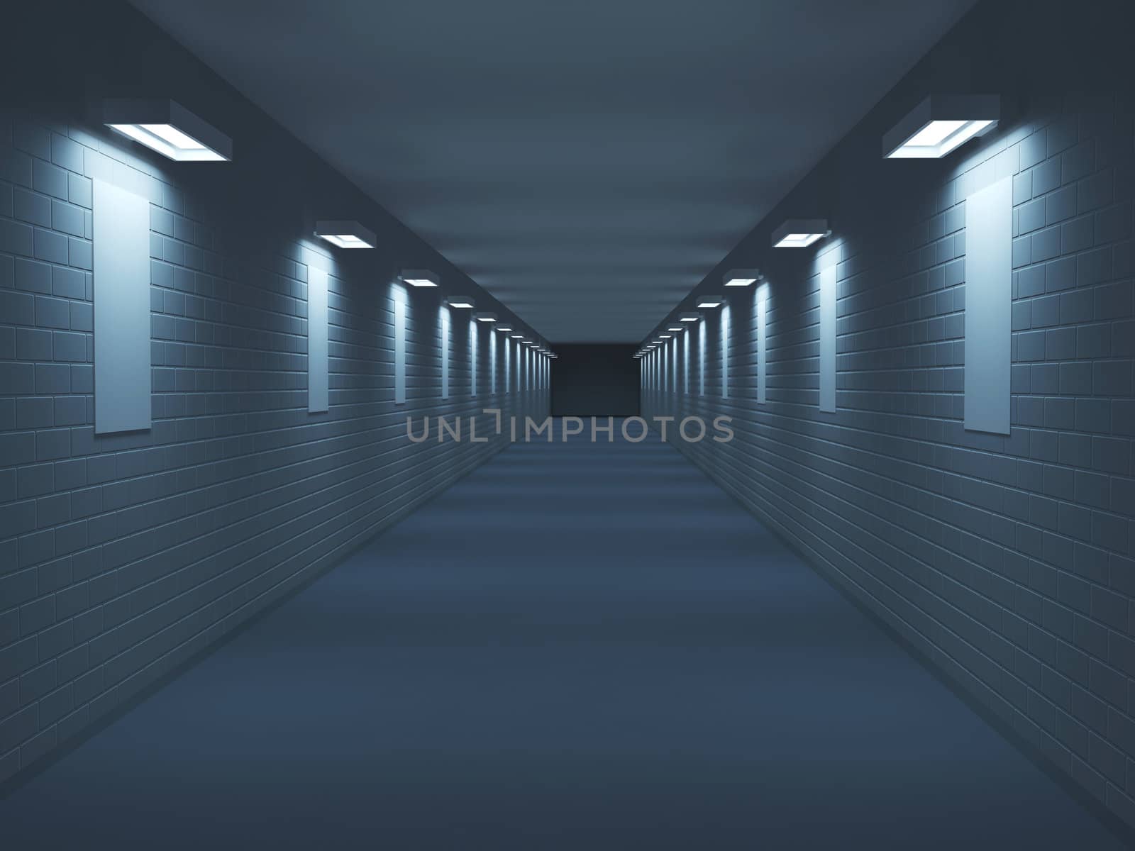 Long corridor with pictures on a wall