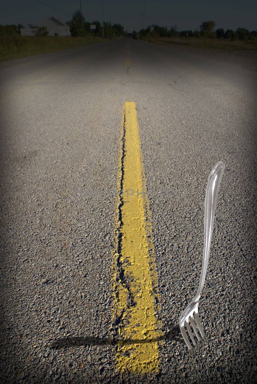 A literal meaning of the saying a fork in the road.