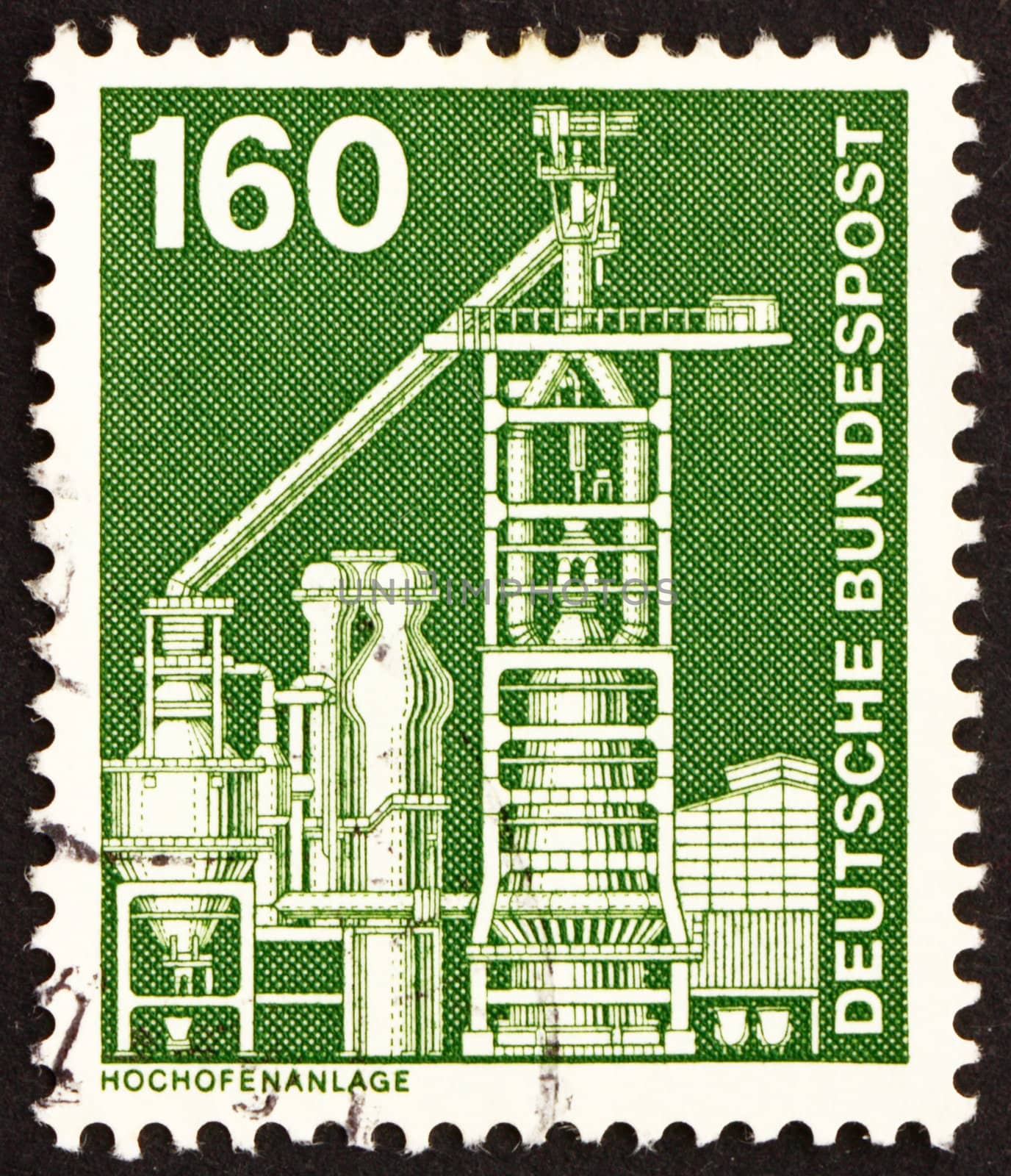 GERMANY - CIRCA 1975: a stamp printed in the Germany shows Blast Furnace, circa 1975