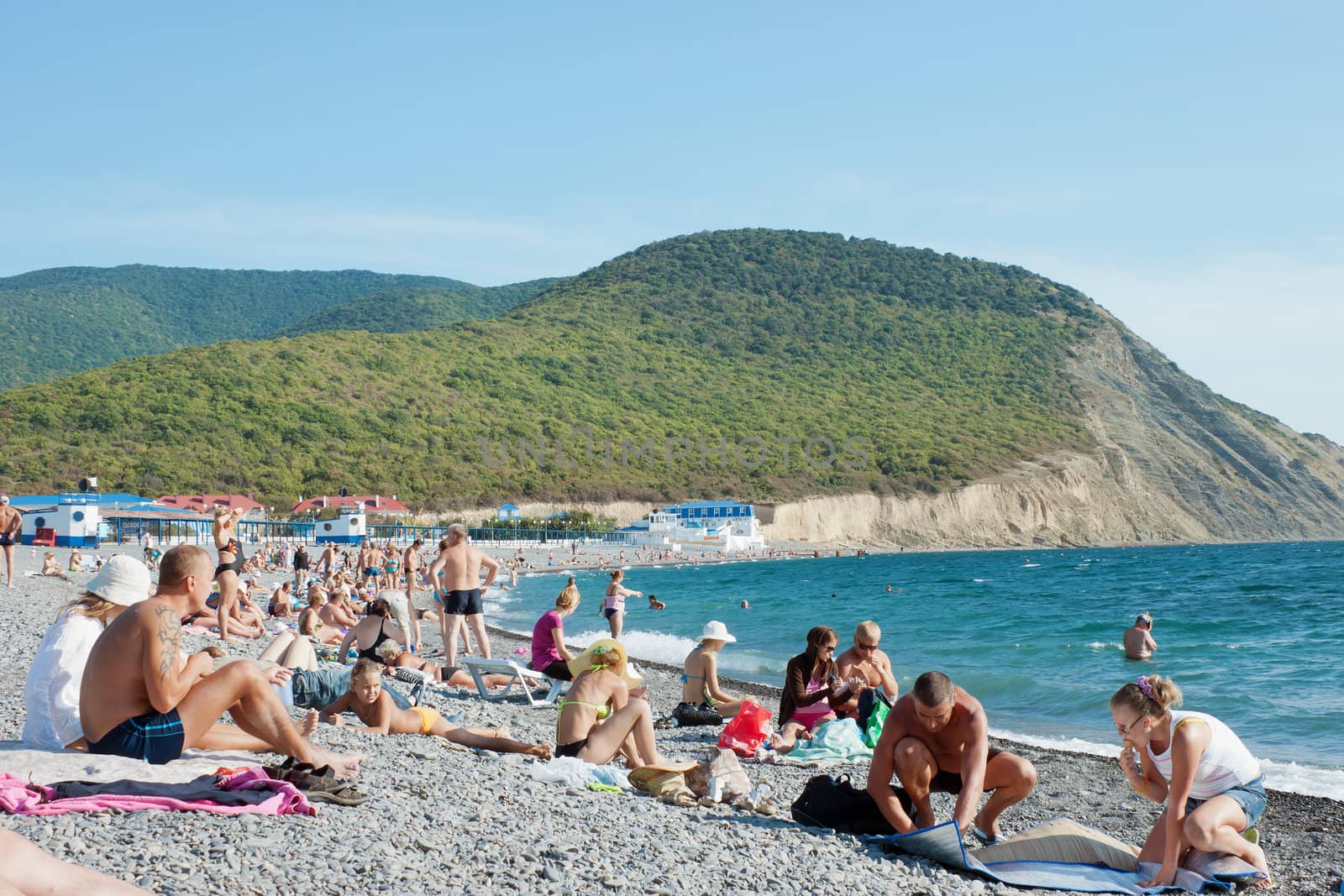 Beach in the resort village of Sukkah. Russia