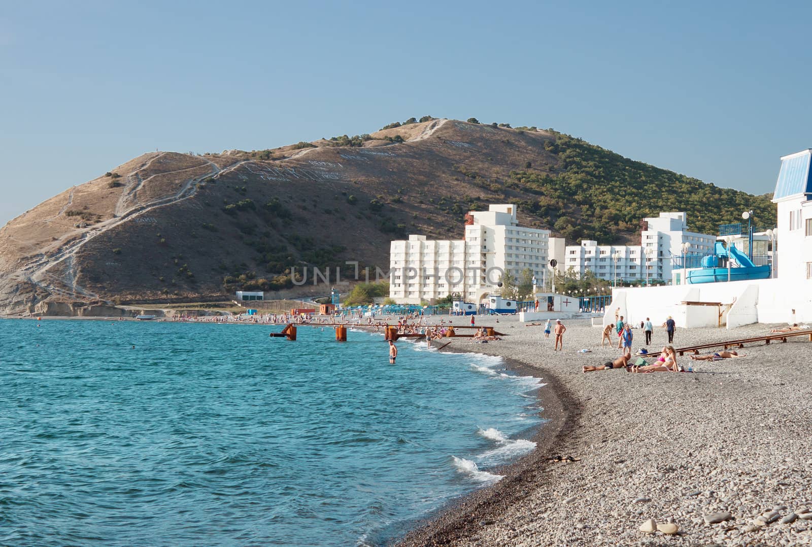 Beach in the resort village of Sukkah. Russia