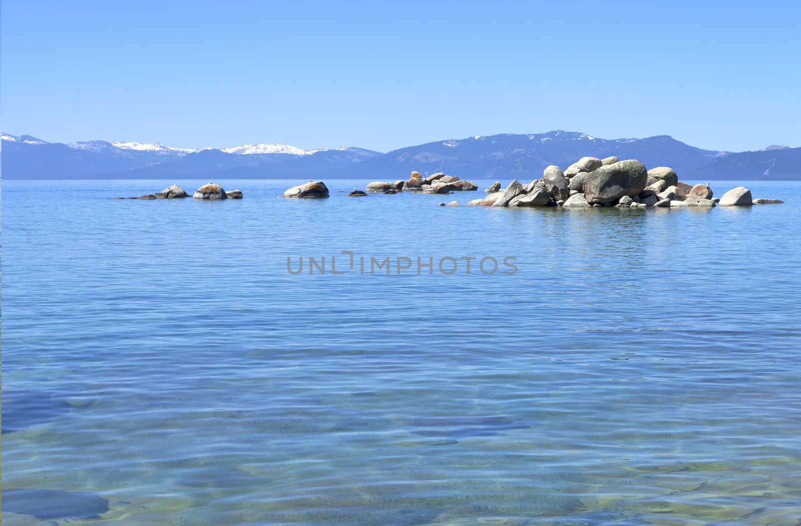 Lake Tahoe rocks and water, California.