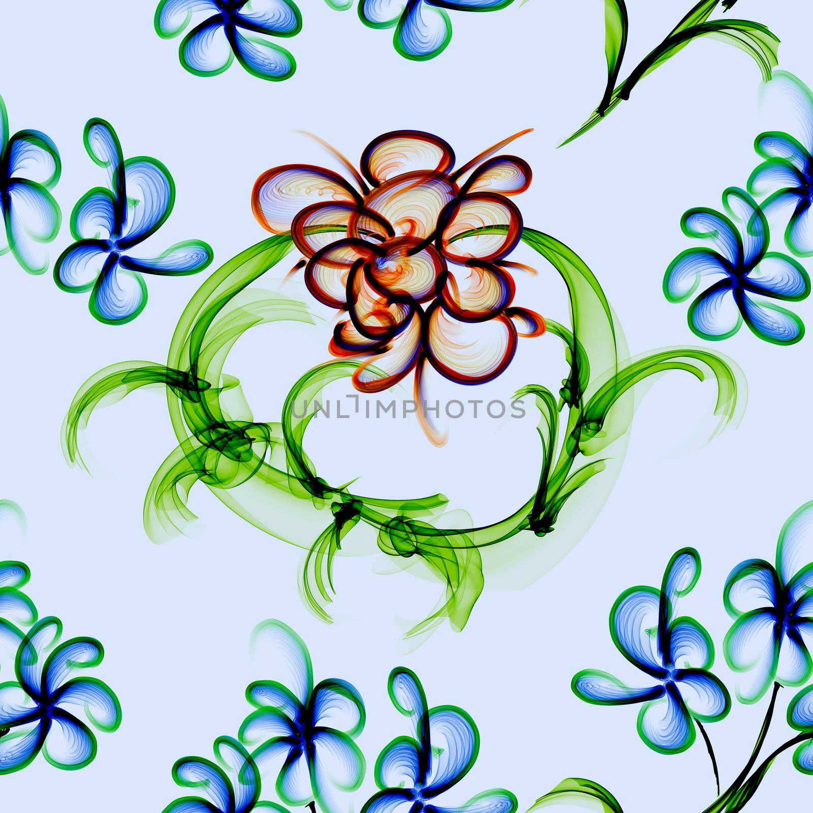 Floral Stylish Wallpaper, Seamless Pattern, Hand-drawn 