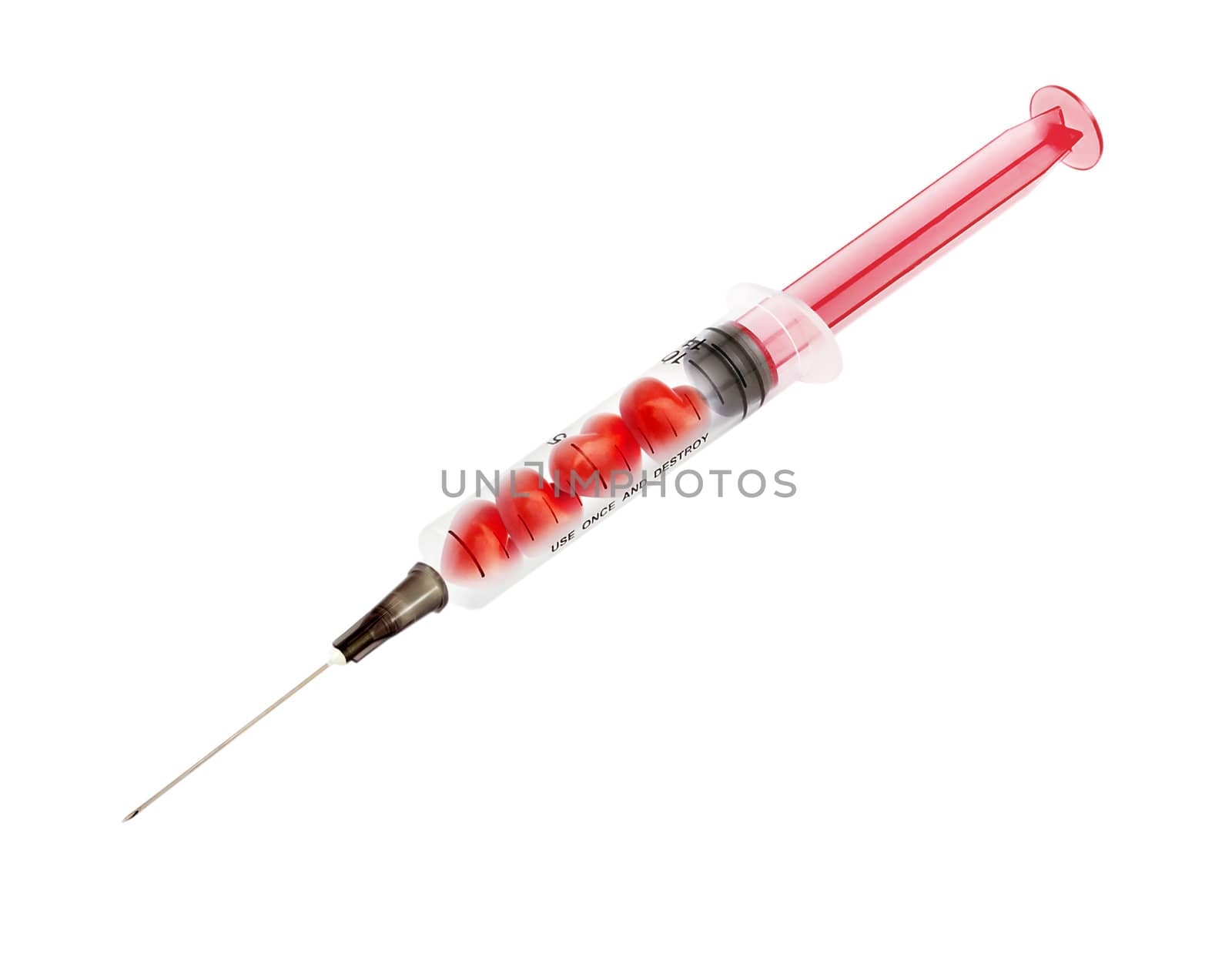 medical syringe with drug isolated on white background