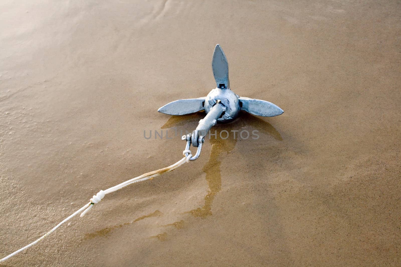 silver anchor in coast yellow background