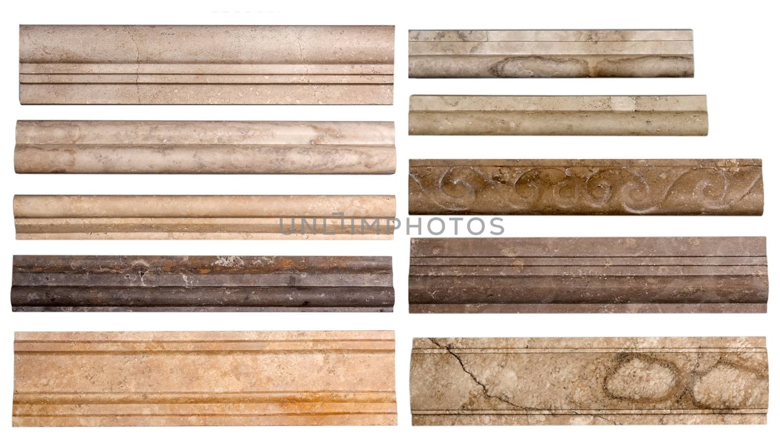Set border stone marble isolated on white background