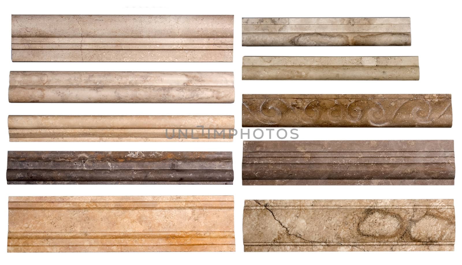 Set border stone marble isolated on white background