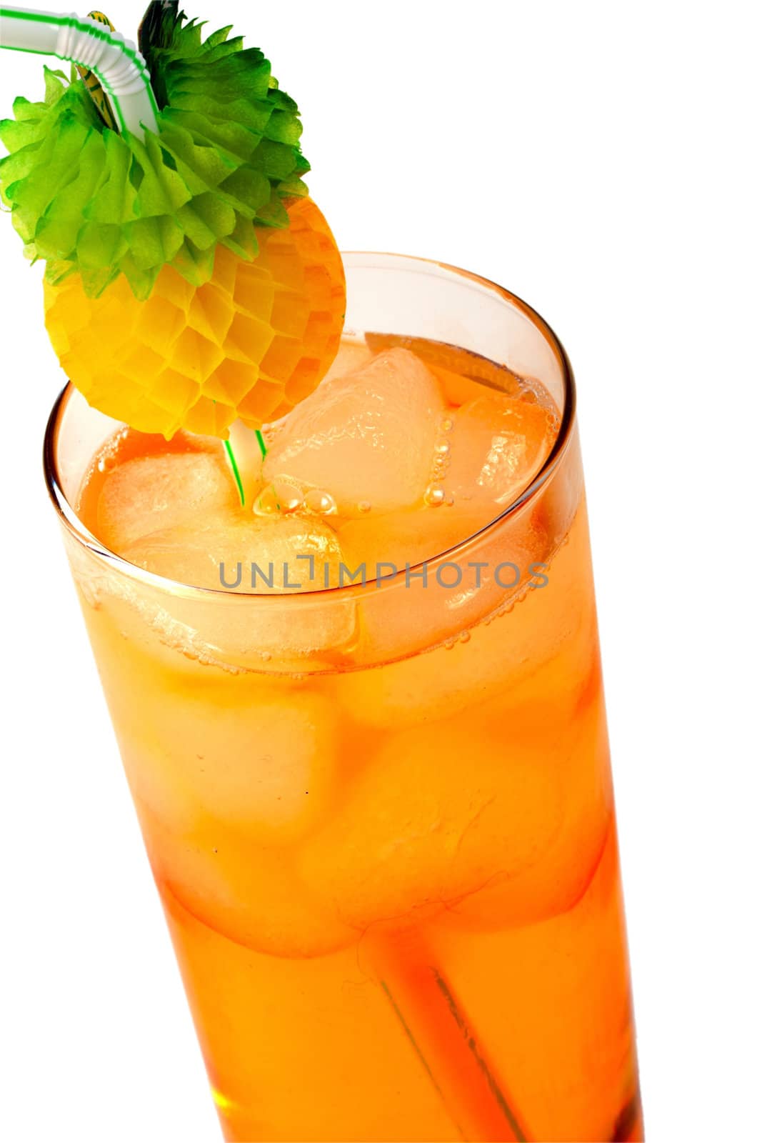 Caribbean Sunrise cocktail drink isolation on a white