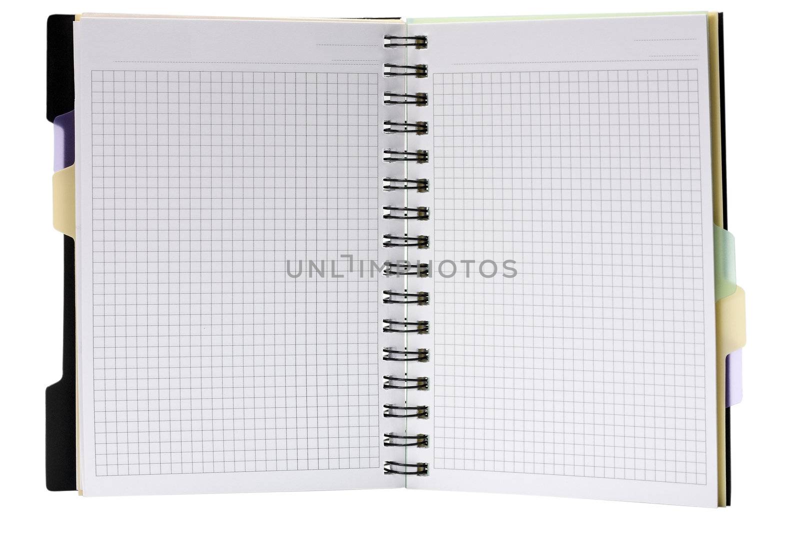 open spiral note pad isolated on white background