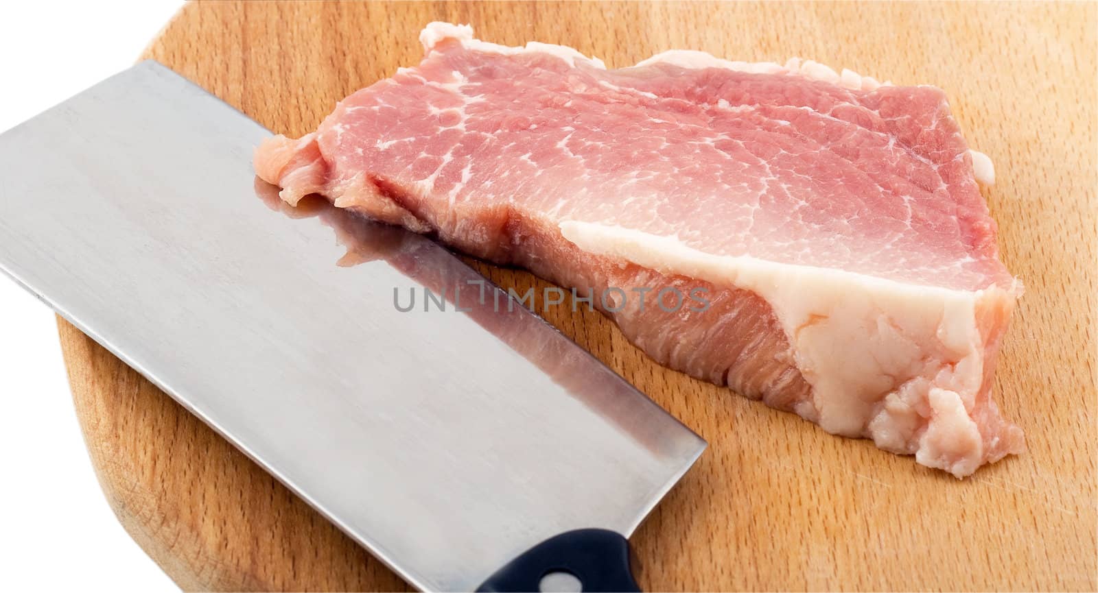 cutting of meat isolated on white