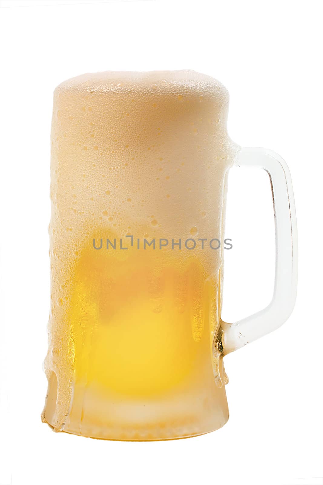 Mug of beer drink isolation on a white