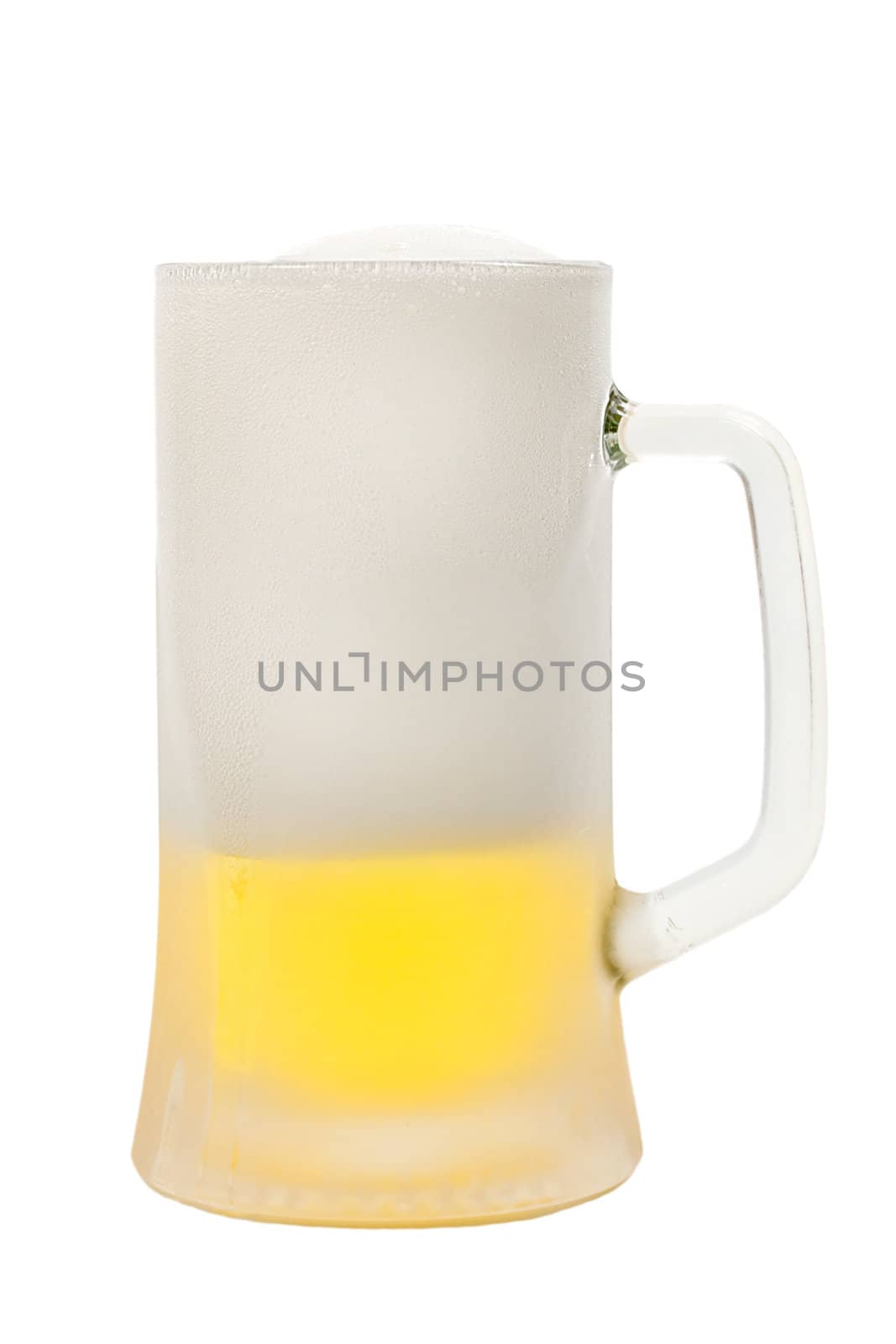 Pub mug of beer isolated on white background