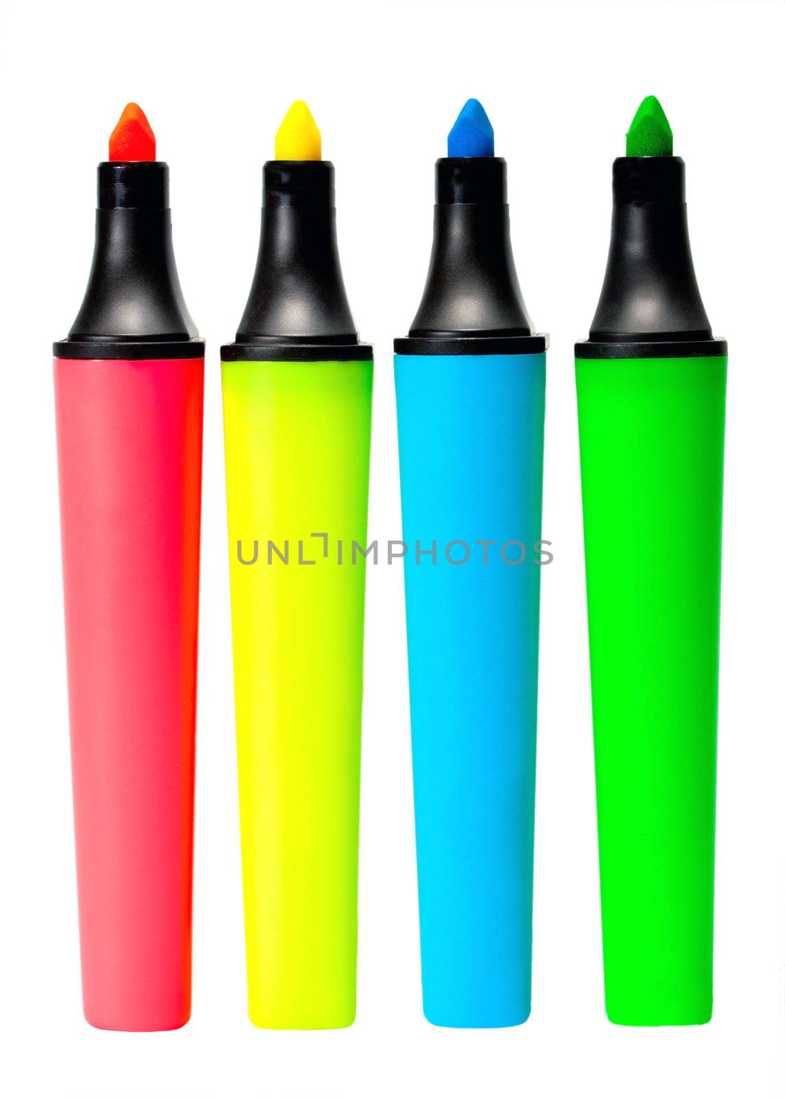 Colored highlighters set isolated on white background