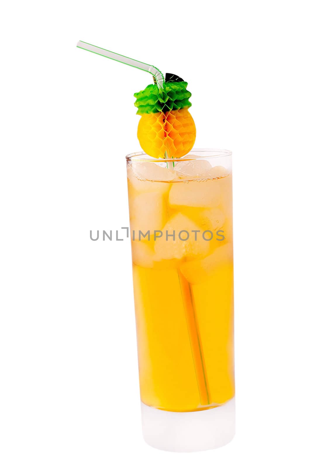 Cocktail ice summer drink isolated on white background