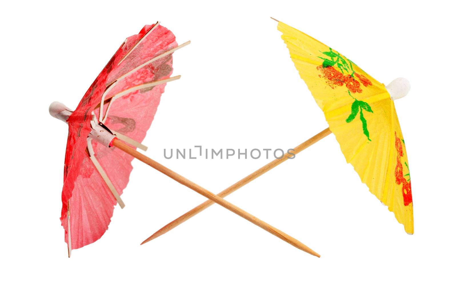 umbrellas cocktail isolated on white background