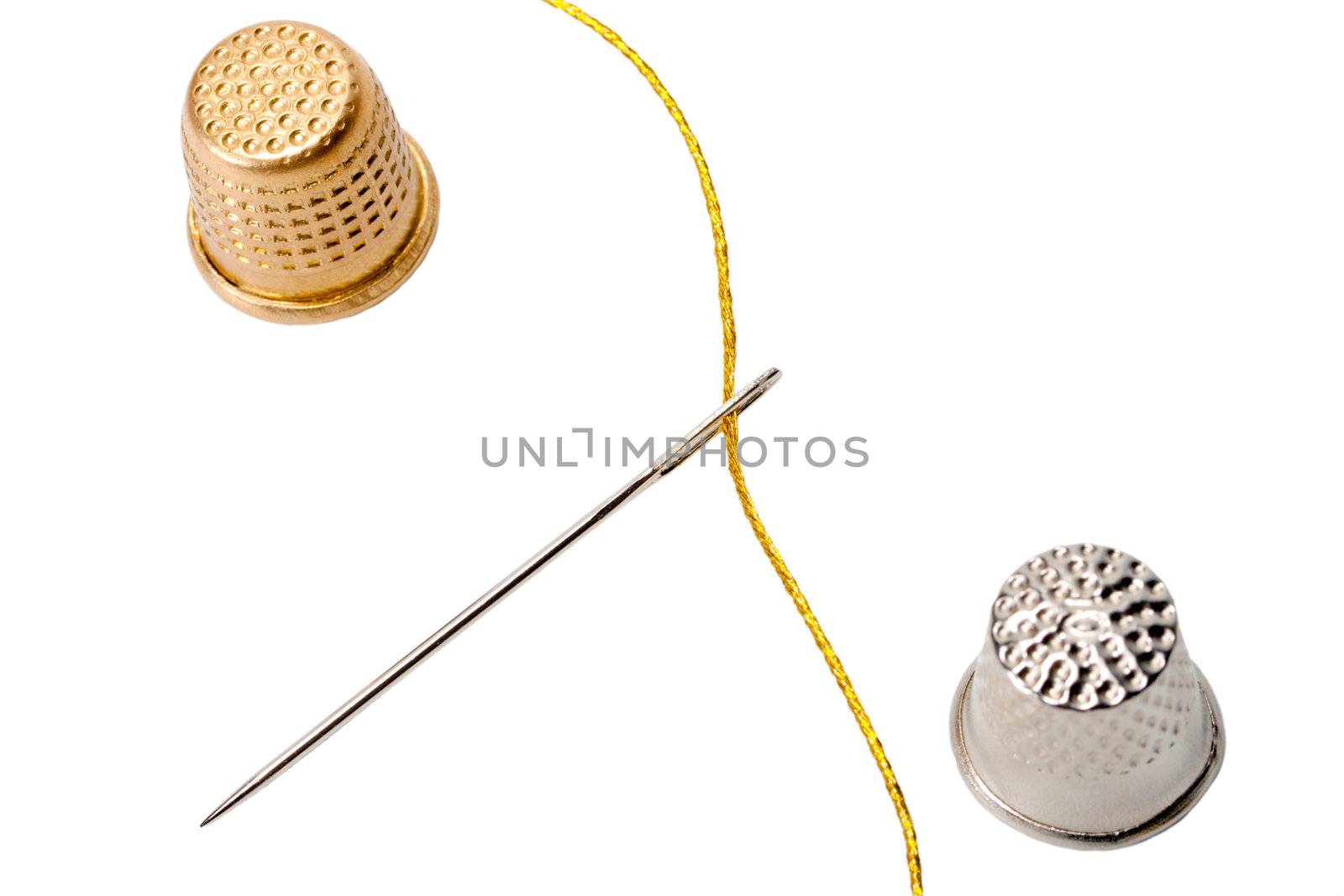 thimble needle isolated on white background