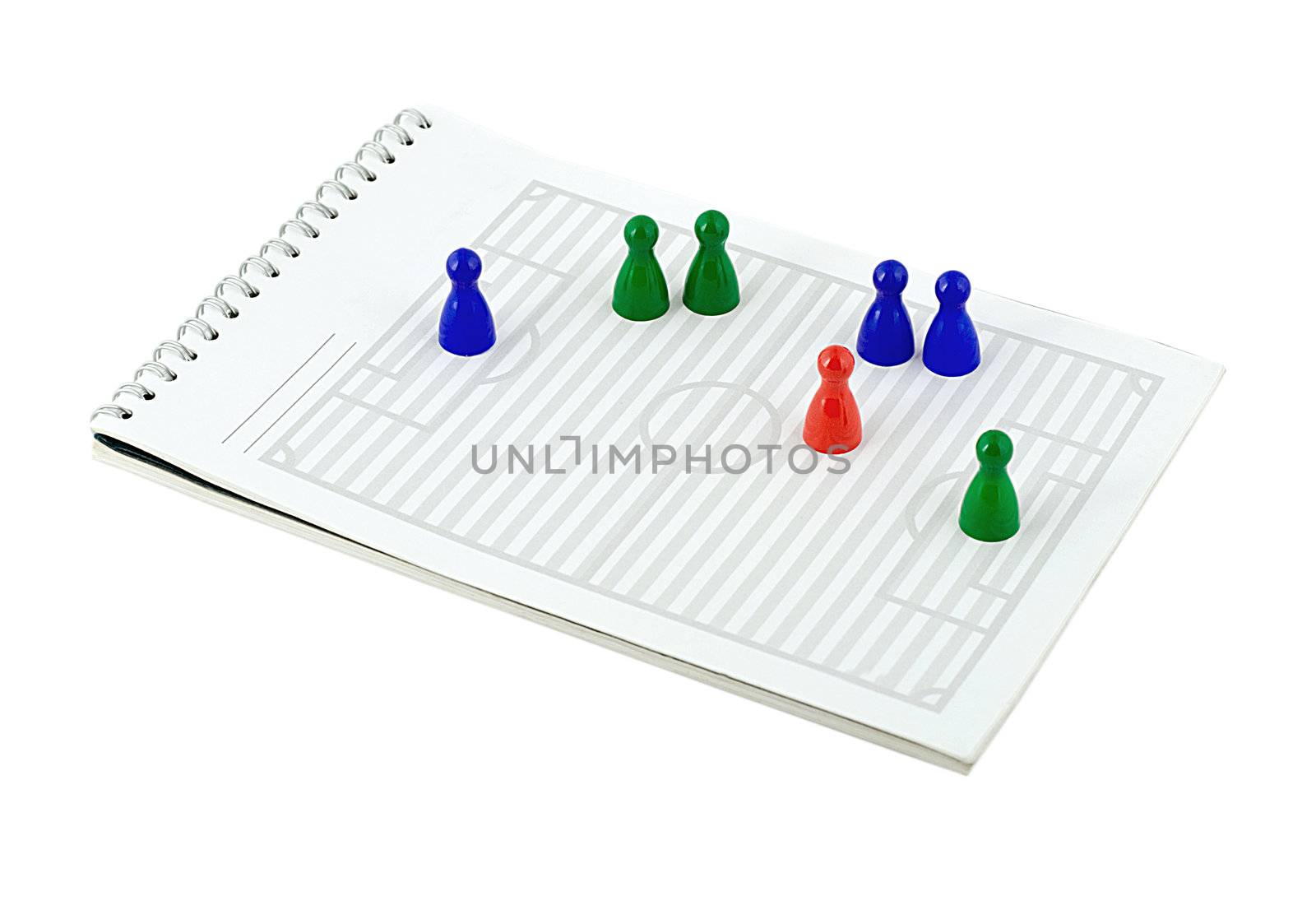 soccer in spiral note pad isolated on a white background
